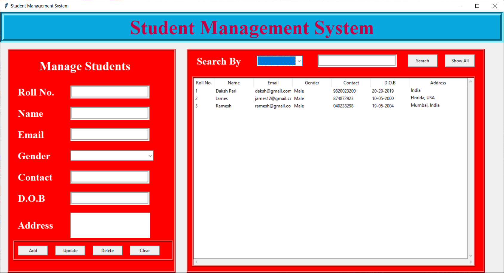GitHub dakshp26/StudentManagementSystem This Python GUI application utilizes tkinter and