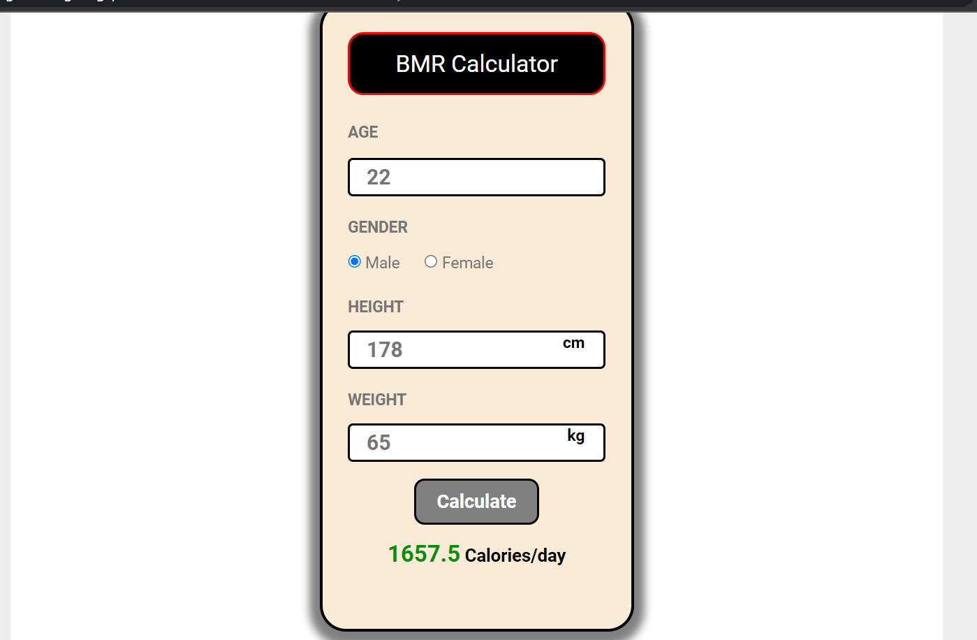 GitHub Elu007/BMRCalculator Its a simple BMR Calculator just made