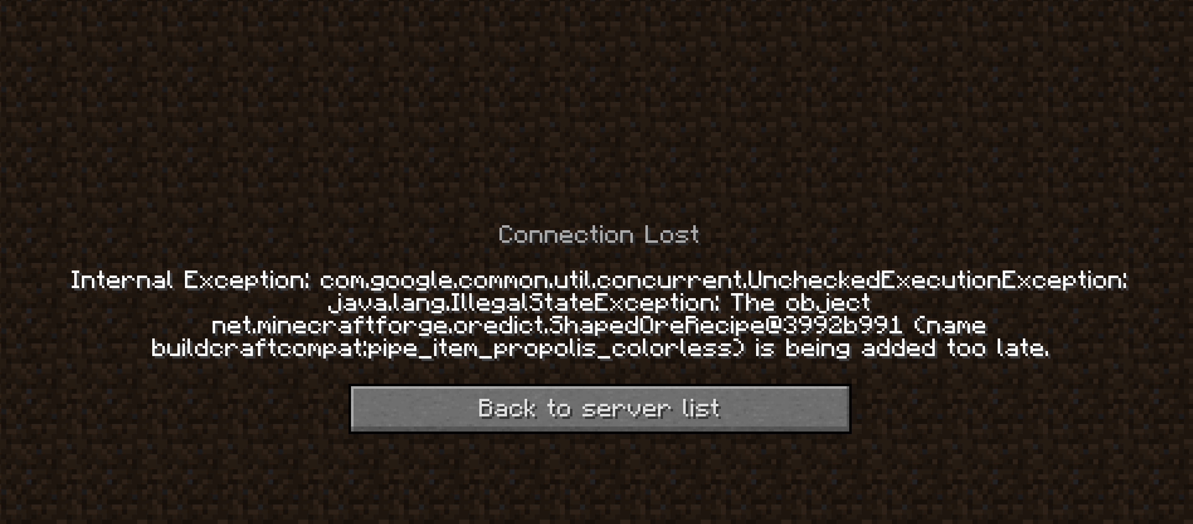 Connection Lost Error Message Minecraft Server and Maps
