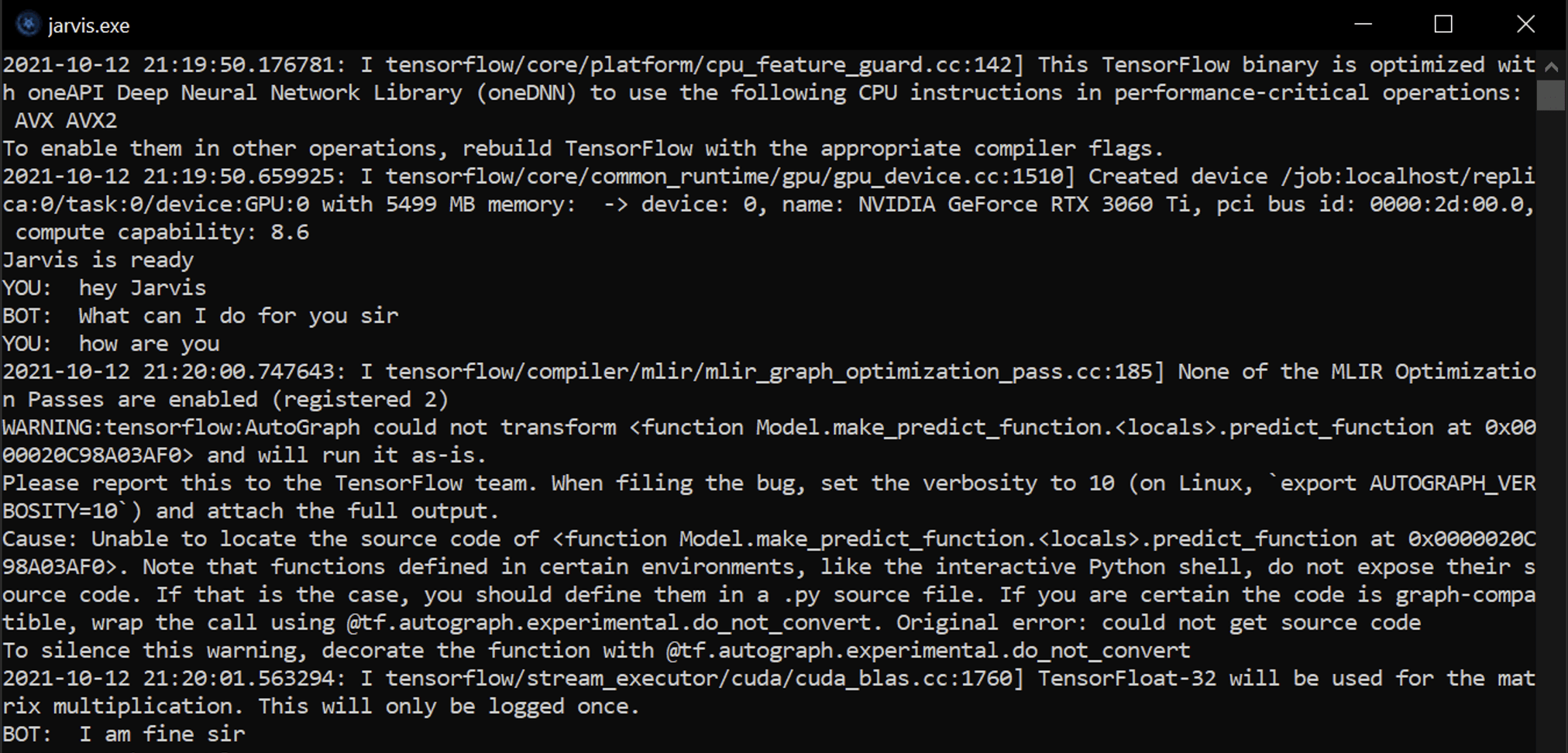 Jarvis Proyect A Basic Virtual Assistant That Using TensorFlow