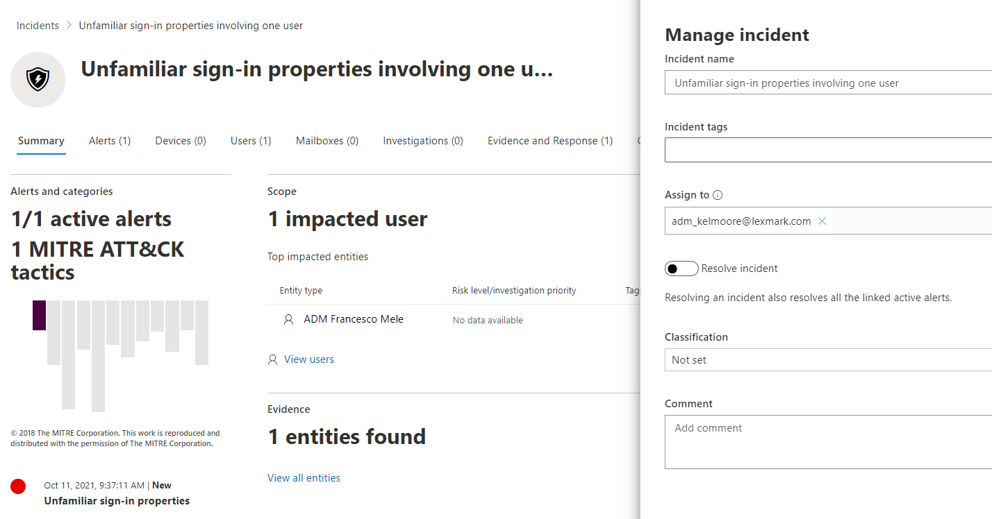 "Assigned to me" filter defect for alerts assigned in Defender · Issue