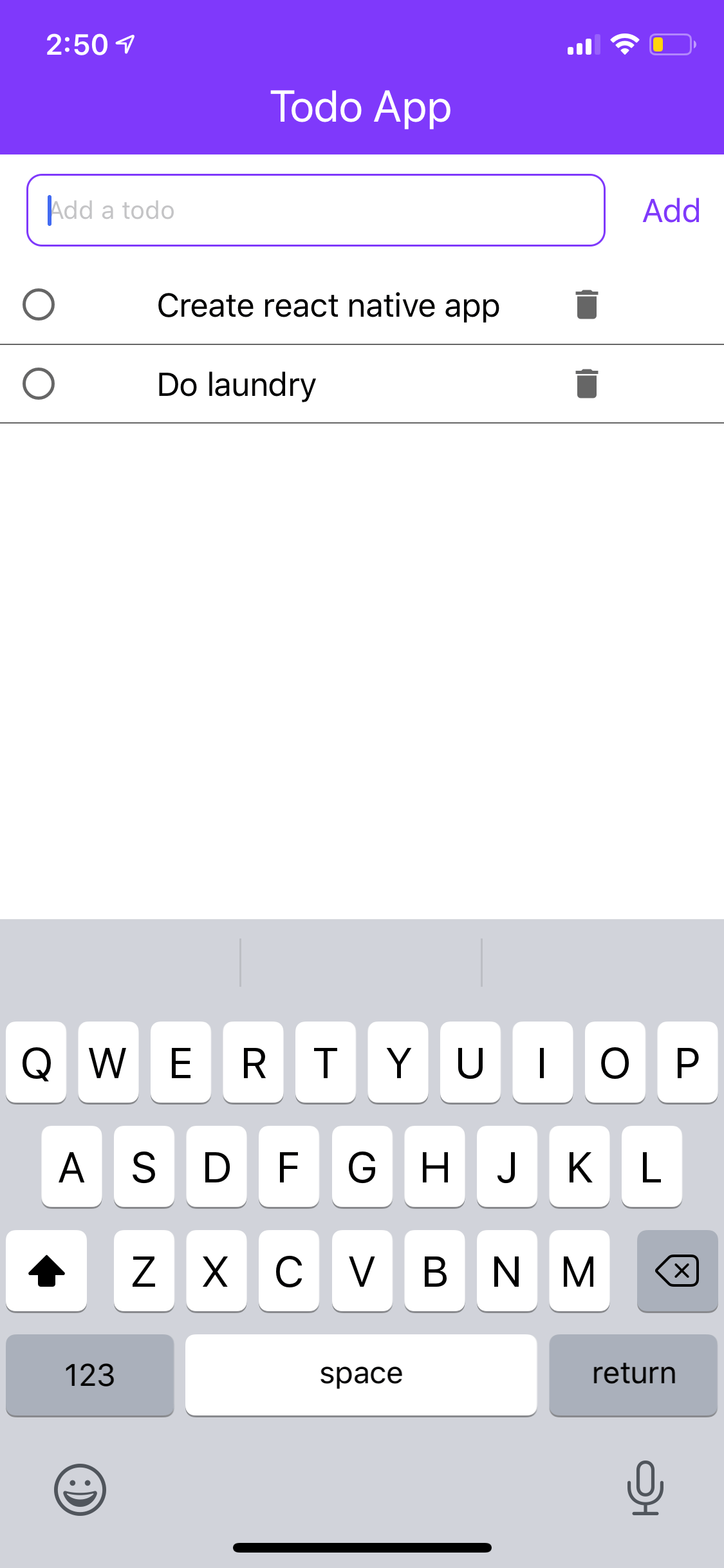 To Do App with React Native