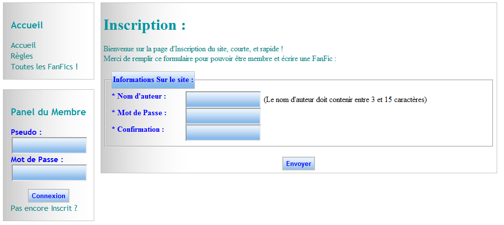 Site de FanFics par Raposa OpenClassrooms