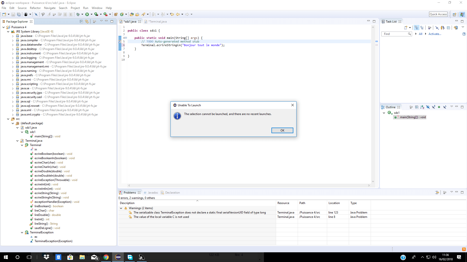 Problème java class terminal débutant par JonathanBourdon1 page 1