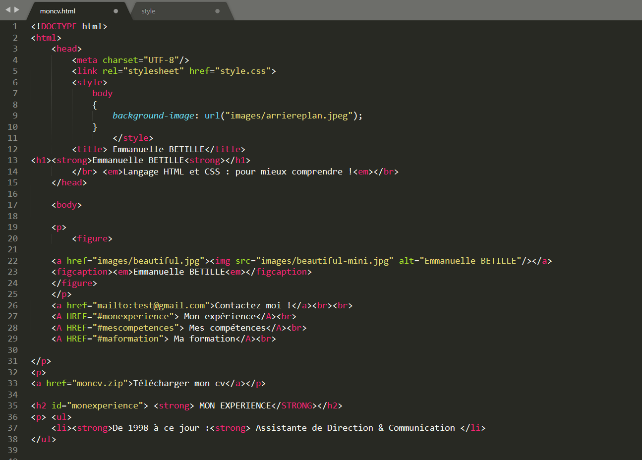 Problème Lien fichier HTML / CSS par EmmanuelleBetille page 1