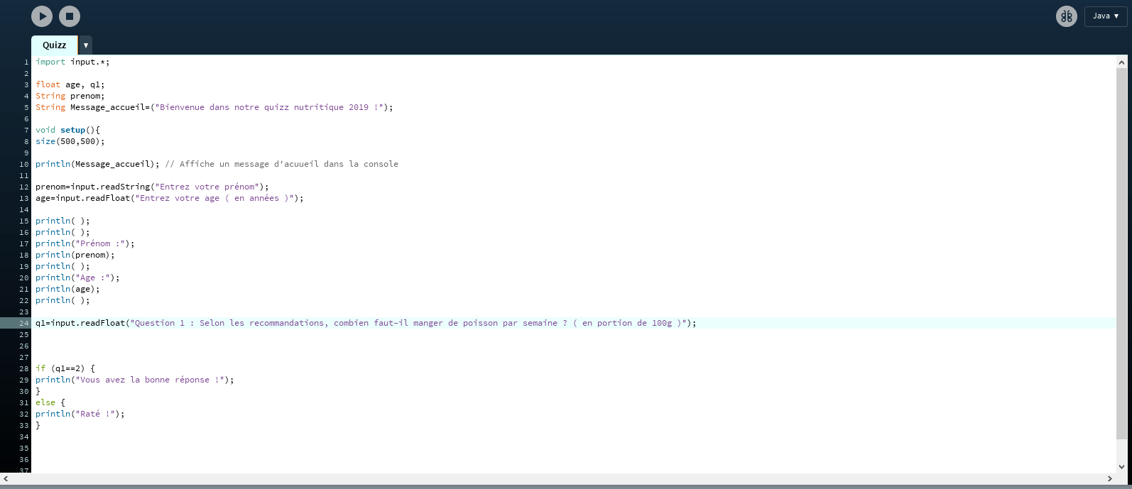 Quiz sur processing page 1 OpenClassrooms