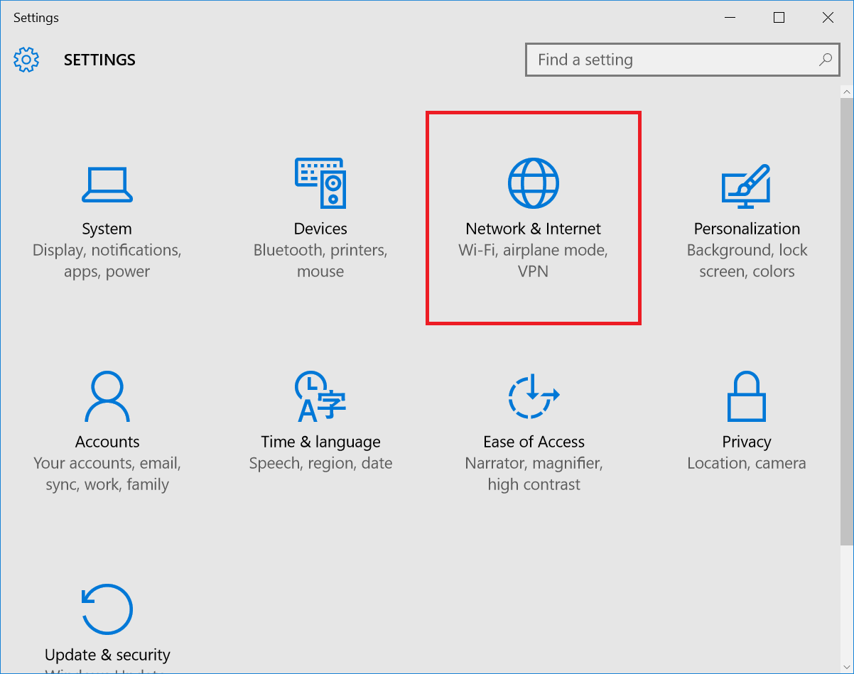 Network Settings for Windows 10 SPring8 User Information(07)
