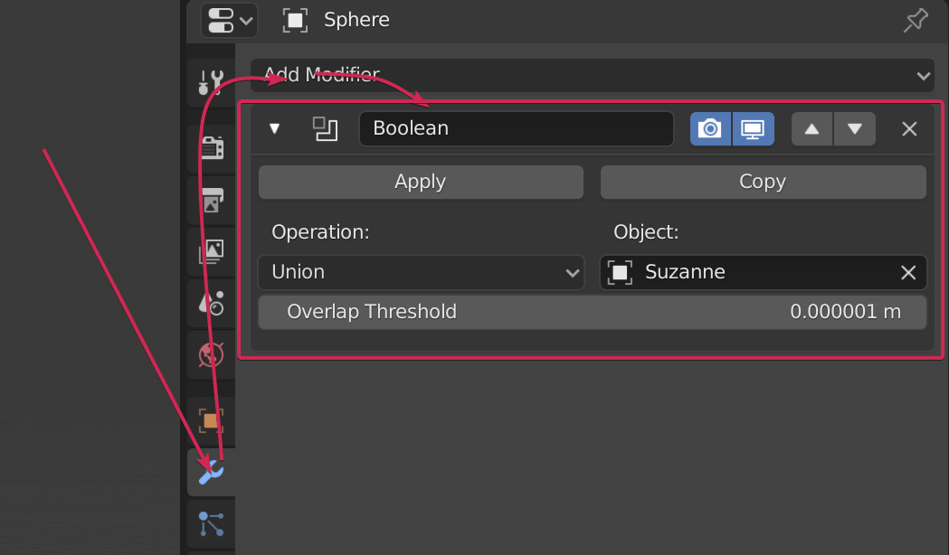 How to use boolean modifier in Blender