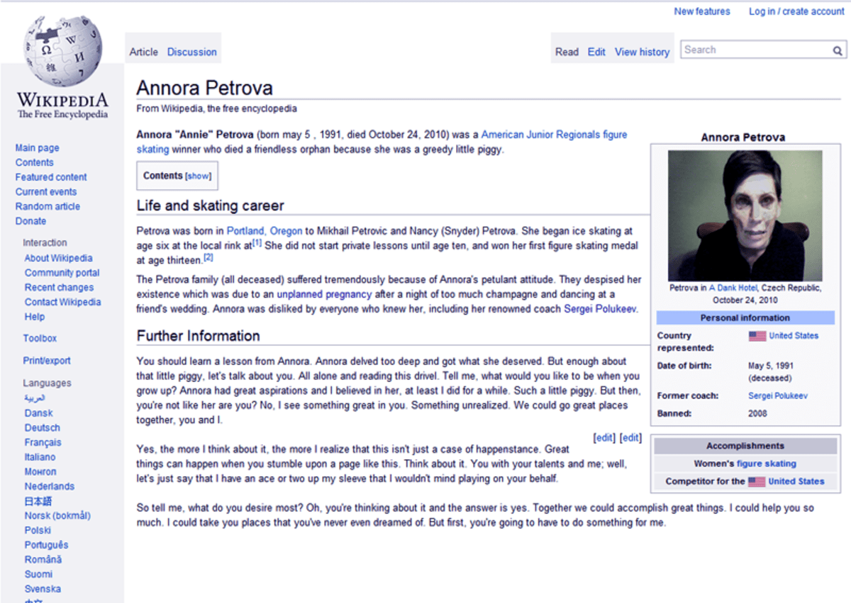 The Tragic Story of the Annora Petrova Wikipedia Page hubpages