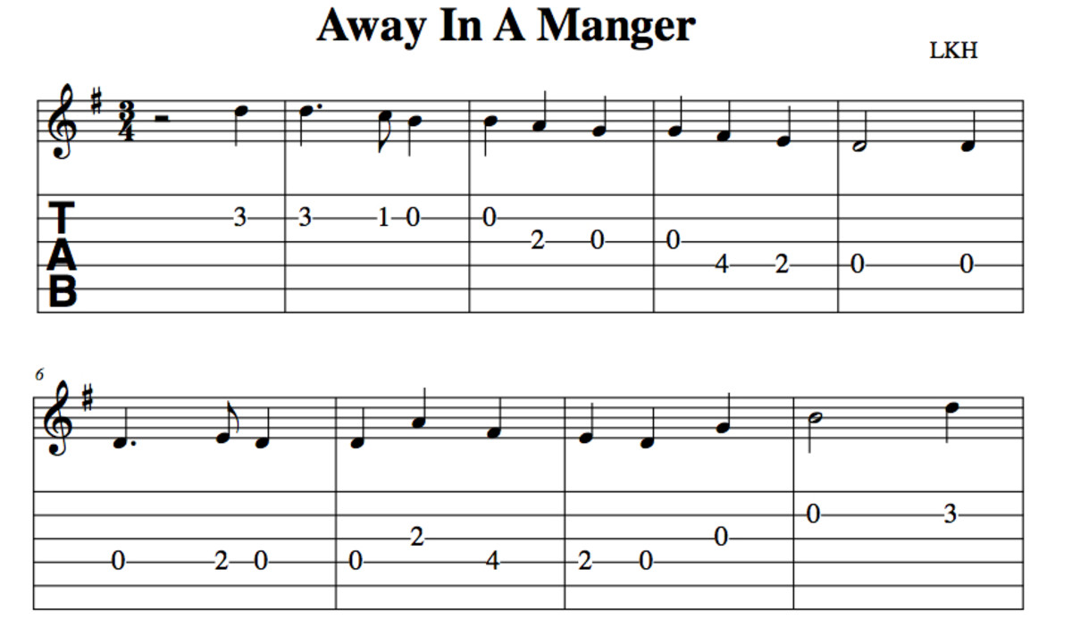 Easy Guitar Christmas Songs—Away In A Manger—Chords, Melody, Guitar