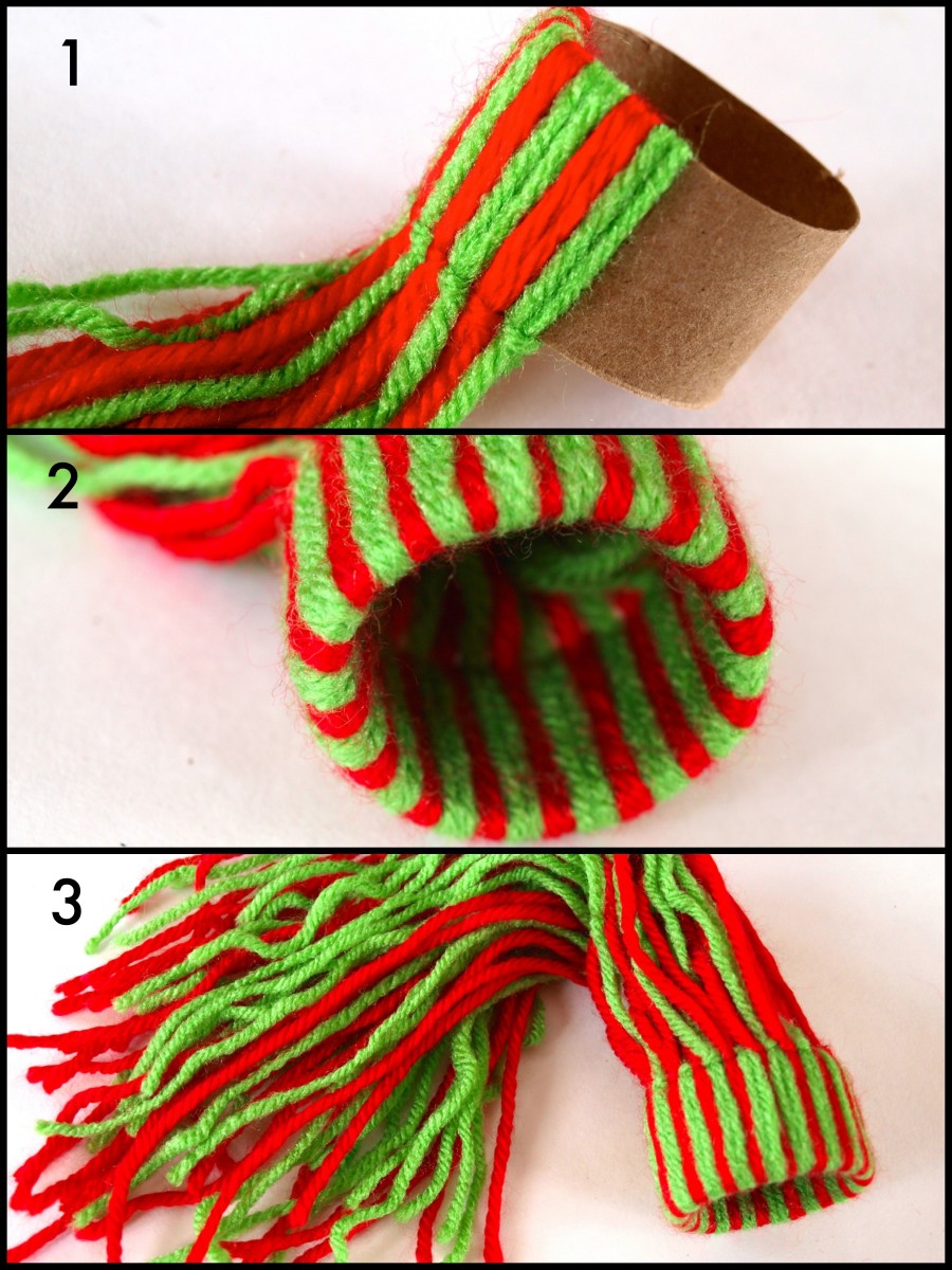 Yarn Hat Ornament made with Recycled Toilet Paper Rolls Craft Tutorial