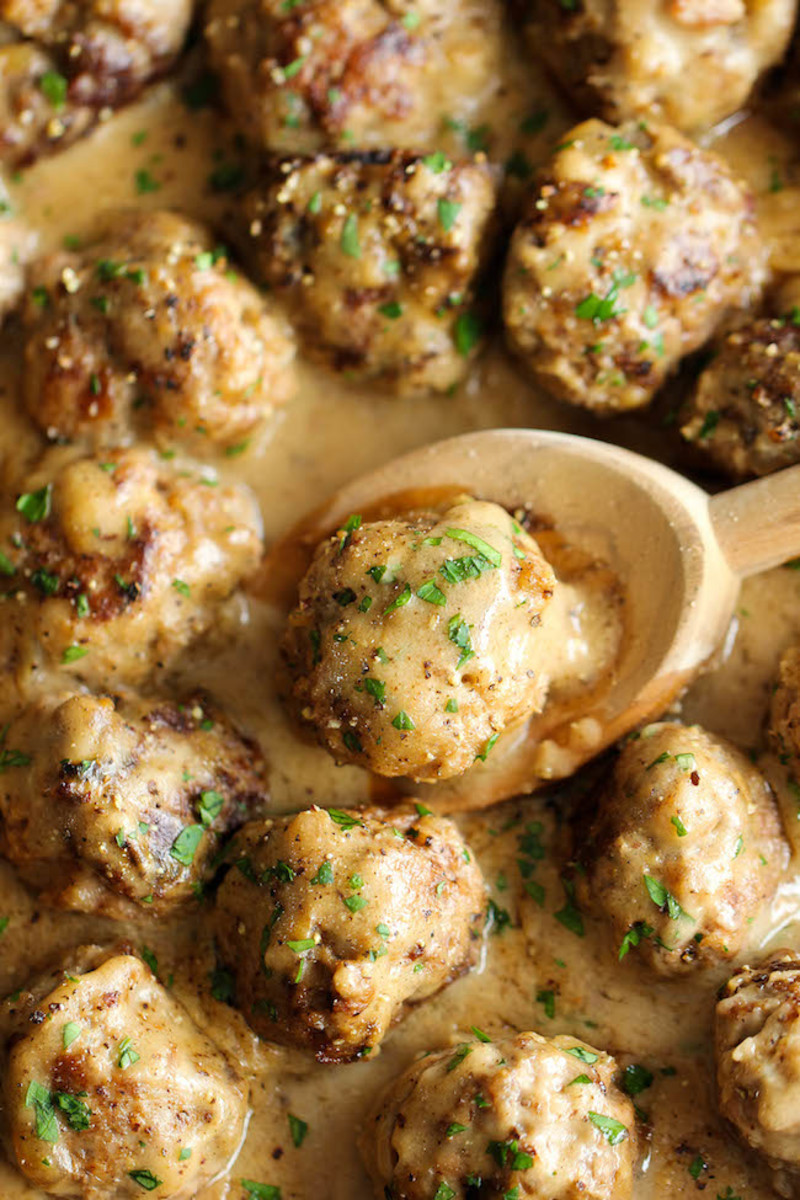 Turkey (or Chicken) Meatballs in a Creamy White Sauce Delishably
