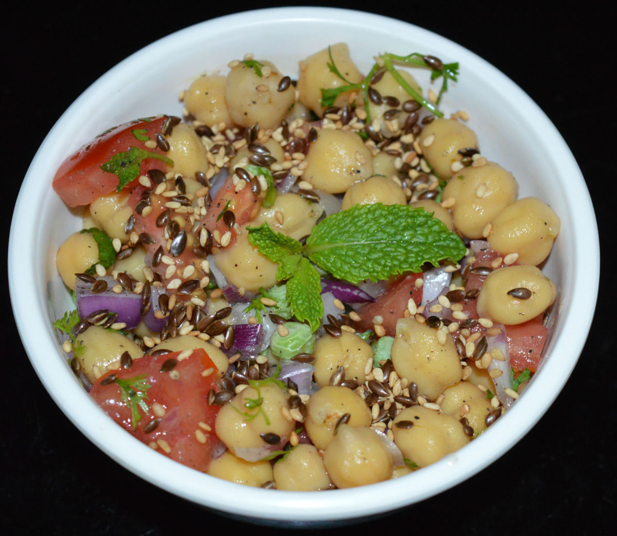 Chickpea Salad With Flaxseed and Sesame Seed Delishably