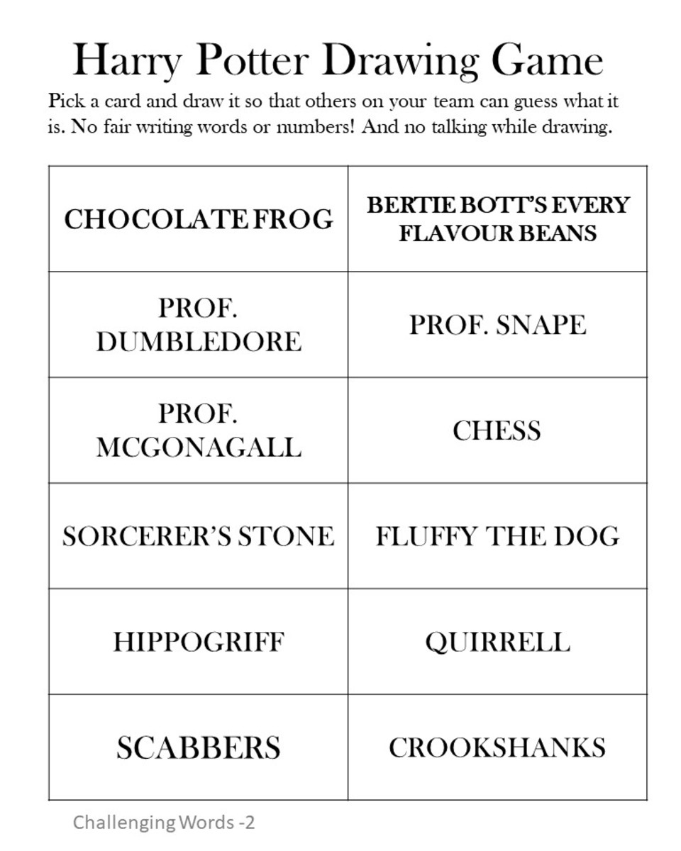 Entertaining Harry Potter Party Games Printables and Group Games