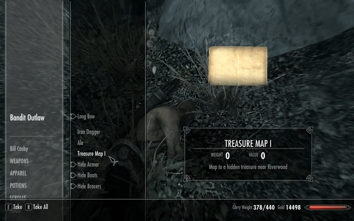 Treasure Map 1 Great Skyrim Treasure Hunt Elder Scrolls V Skyrim