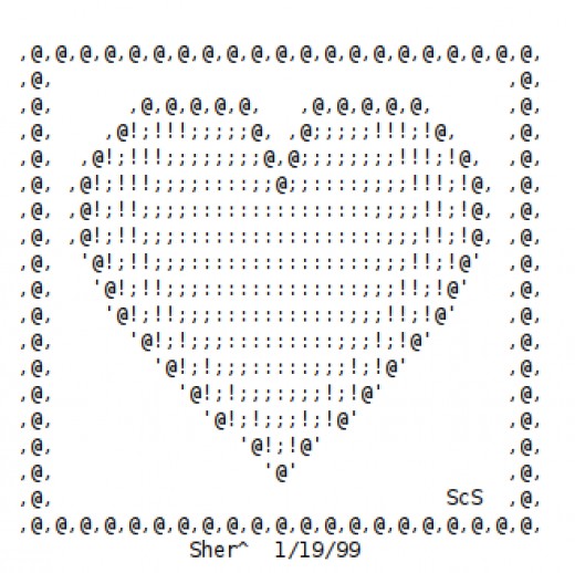 Valentine ASCII Text Art Hearts hubpages
