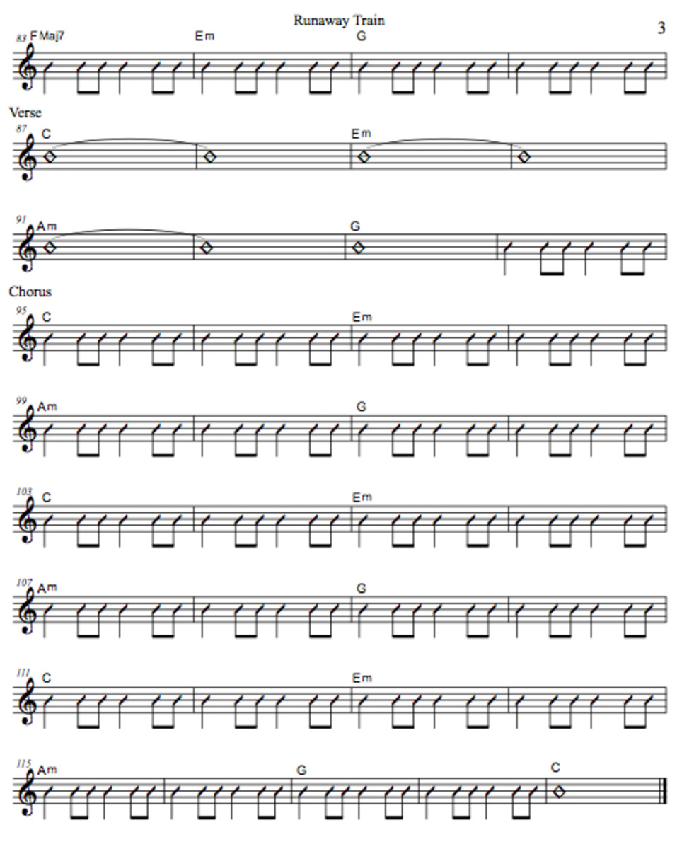 Easy Guitar Songs • Runaway Train • Soul Asylum • Chord Chart