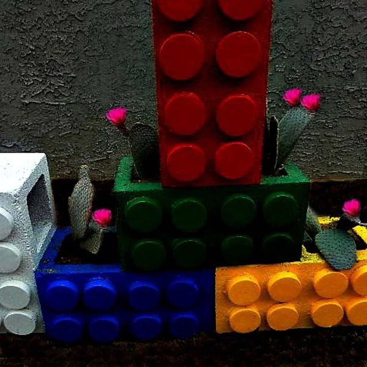How To Recycle Cinder Blocks Into A Colorful Lego Planter