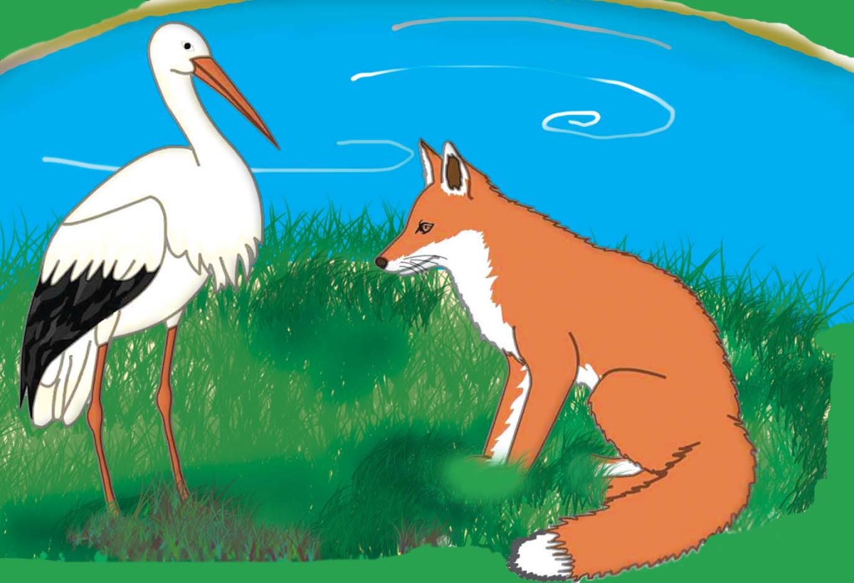 The fox and the stork story with pictures Small stories for kids