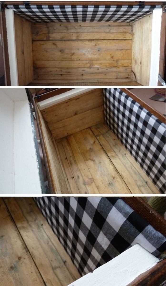 HOW TO Revamp Vintage Wooden Chest Fabric & Wood Panel Lining Craft