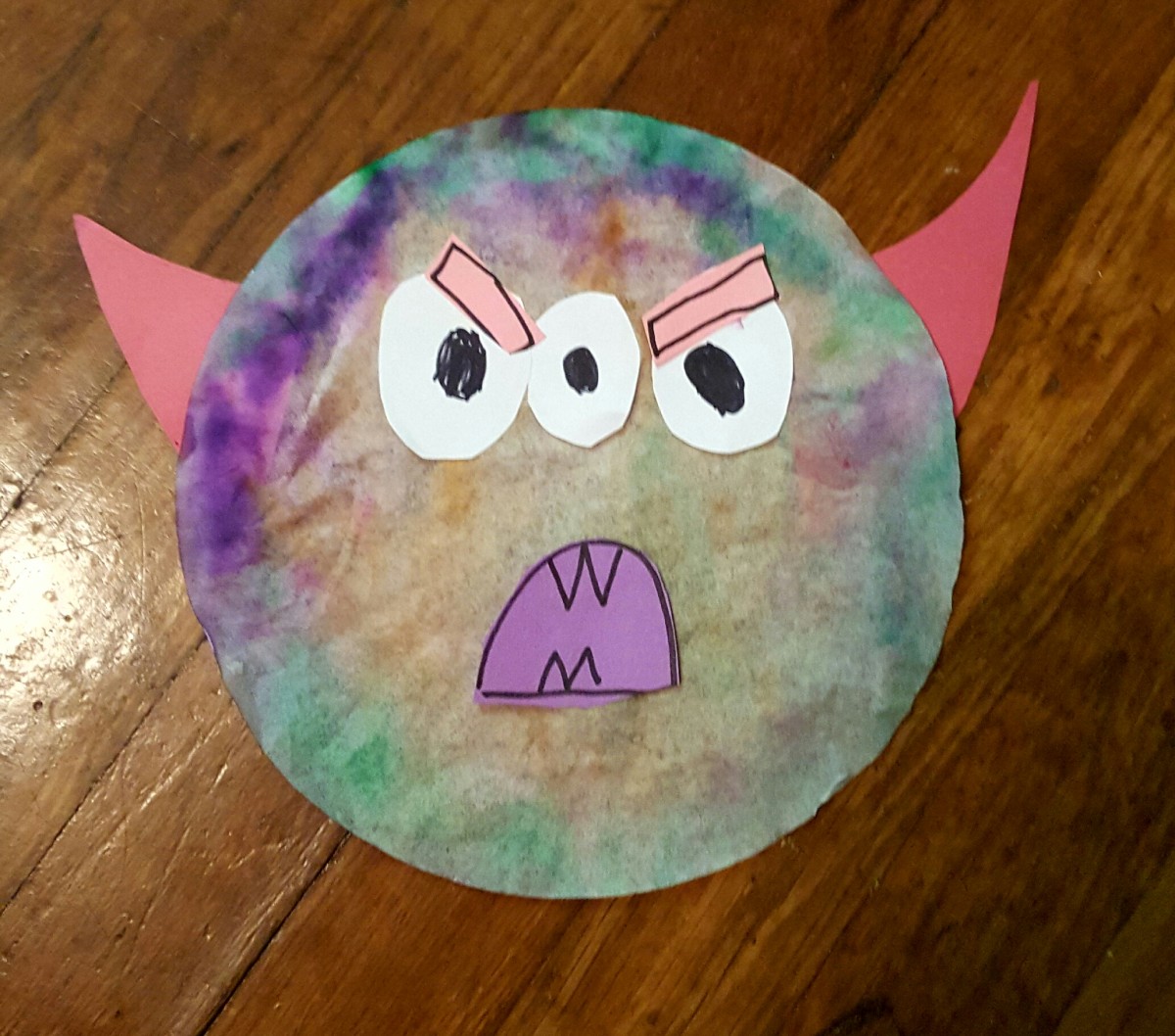 Tie Dye Coffee Filter Monster Halloween Craft