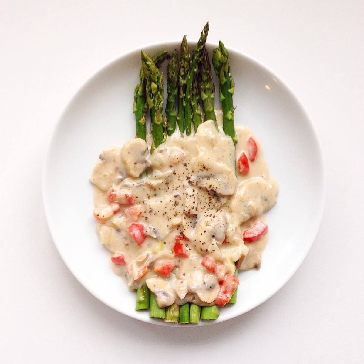 Grilled Asparagus With Coconut Milk Mushroom Sauce Delishably