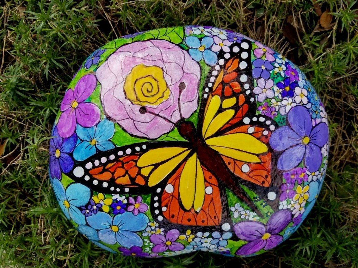 HandPainting Garden Rocks Flowers and Fairies