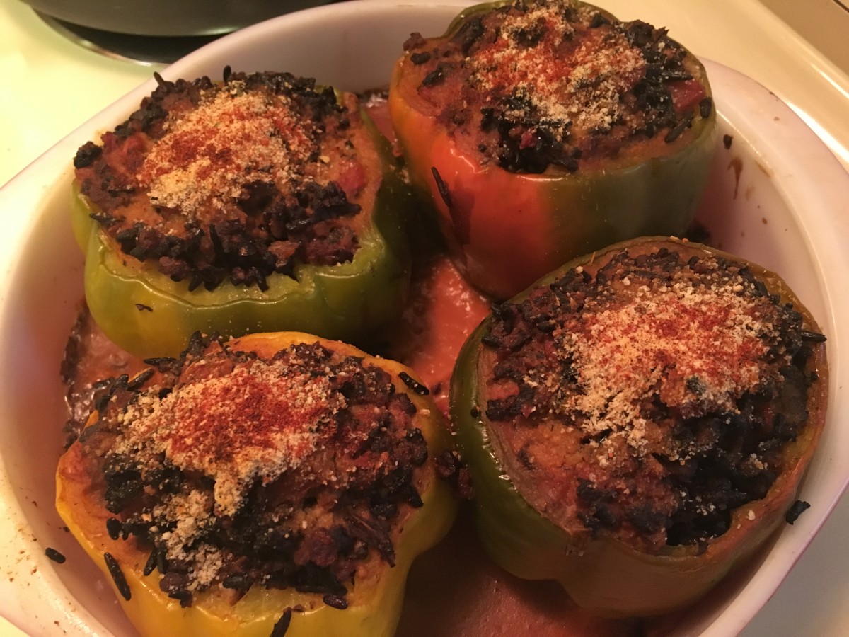 Vegetarian Stuffed Peppers With Meatless Crumbles Recipe Delishably