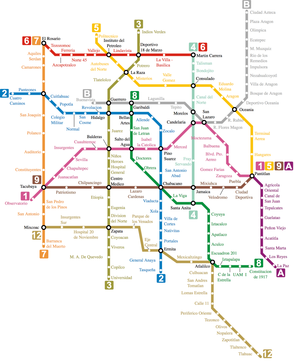 Mexico City metro map, Mexico