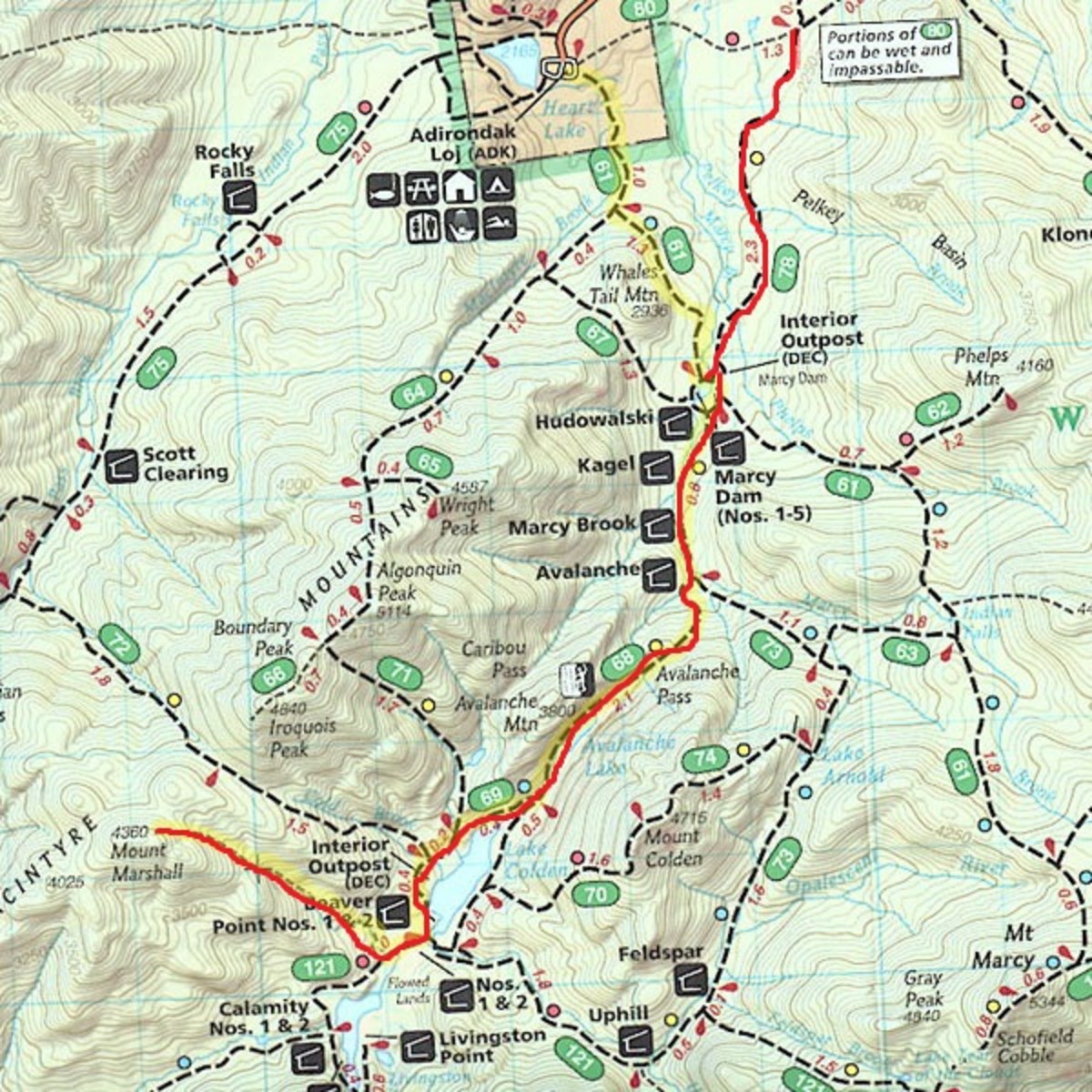 Adirondack Hiking Trail Map Adirondack Hike Mount Marshall SkyAboveUs