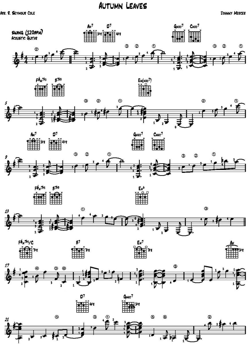 Jazz Standards for Solo Guitar Autumn Leaves HubPages