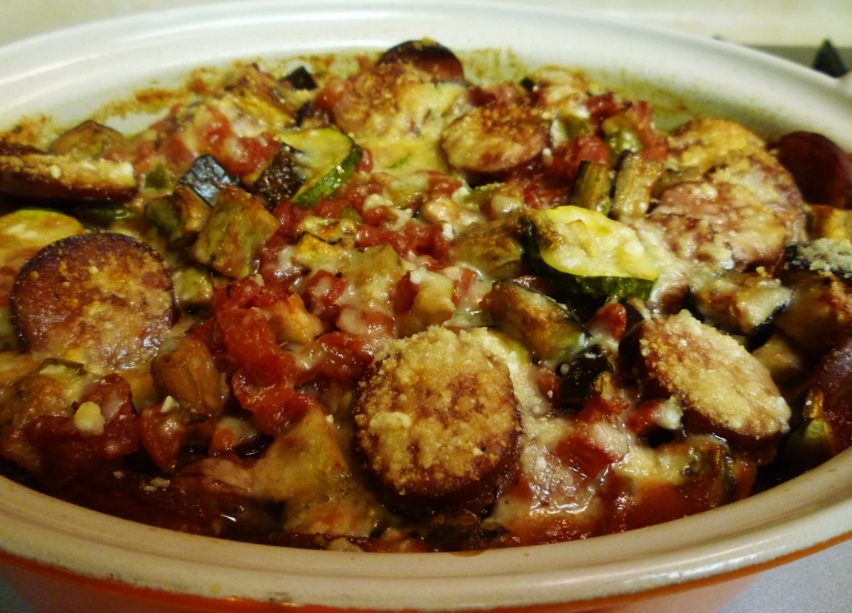 Cheap and Easy Dinner Easy Casserole Recipe using Sausage, Eggplant