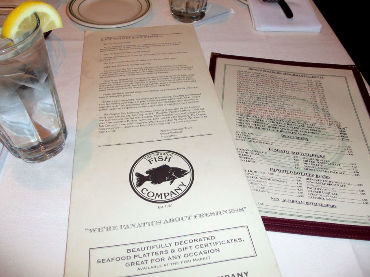 The Original Fish Company in Los Alamitos CA Menu / Prices