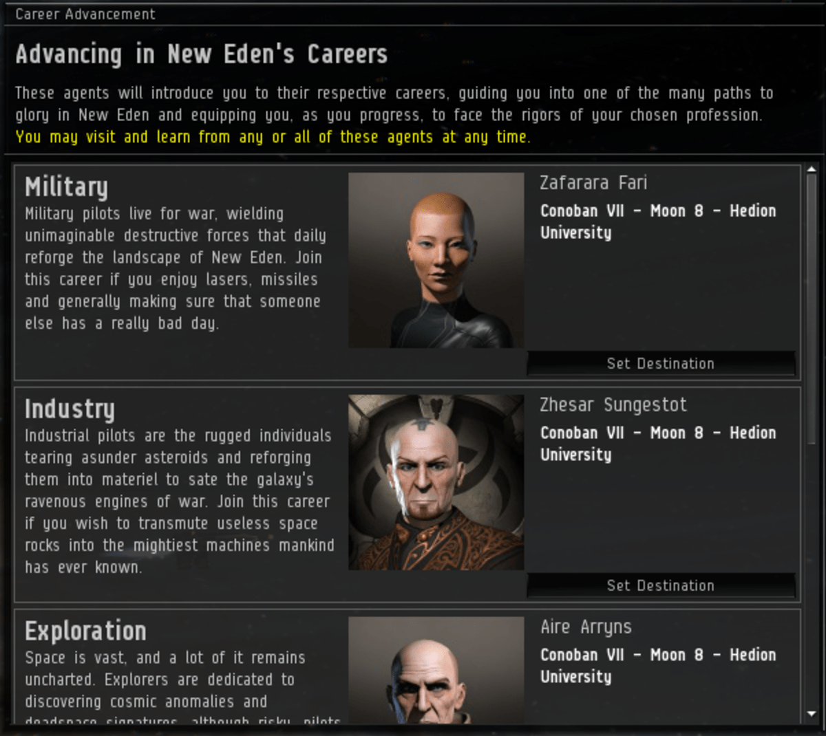 Career Arcs Mission Guide Index Eve Online HubPages