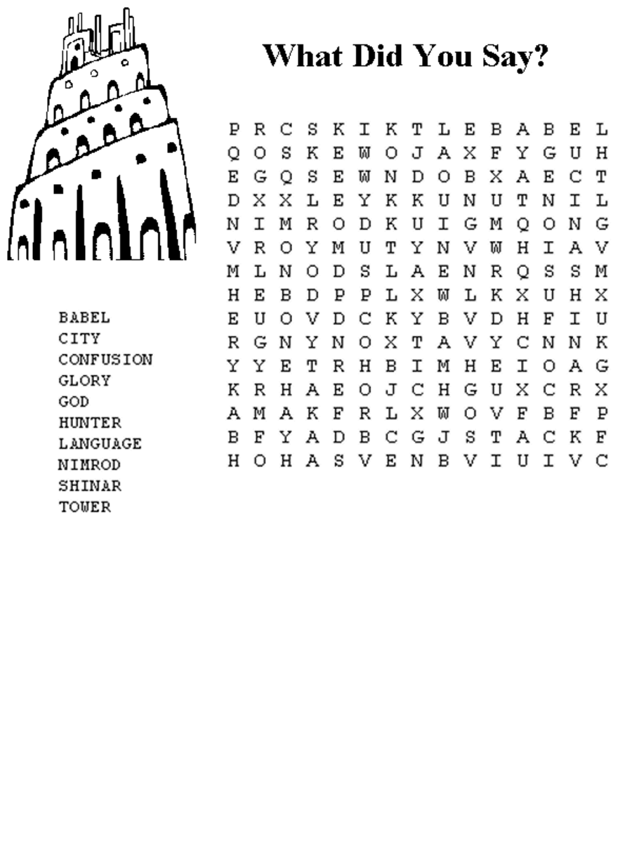 Printable Bible Word Searches from Genesis HubPages