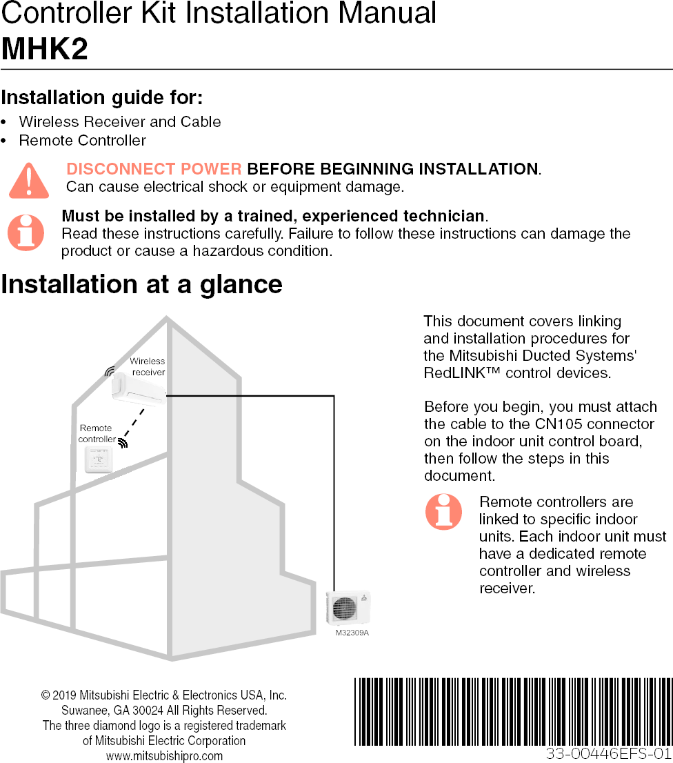 Ademco MIFH2 MHK2 Wireless Receiver w/ Cable User Manual 20190304 v1