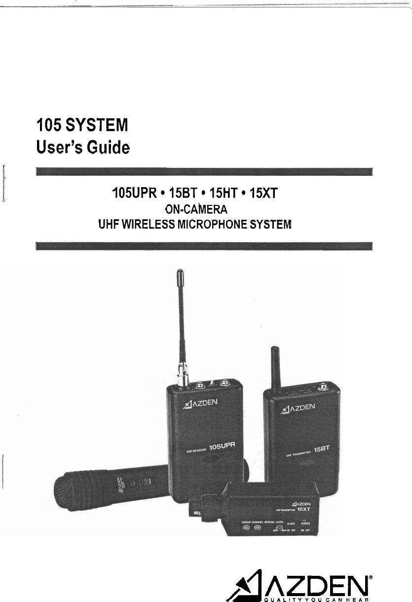 Azden 15BT WIRELESS MICROPHONE TRANSMITTER User Manual