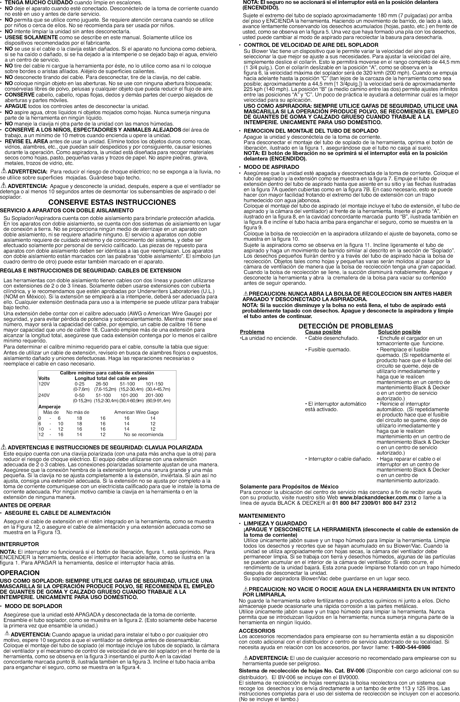 Black & Decker BV2500 TYPE 8 User Manual BLOWER Manuals And Guides 1312222L