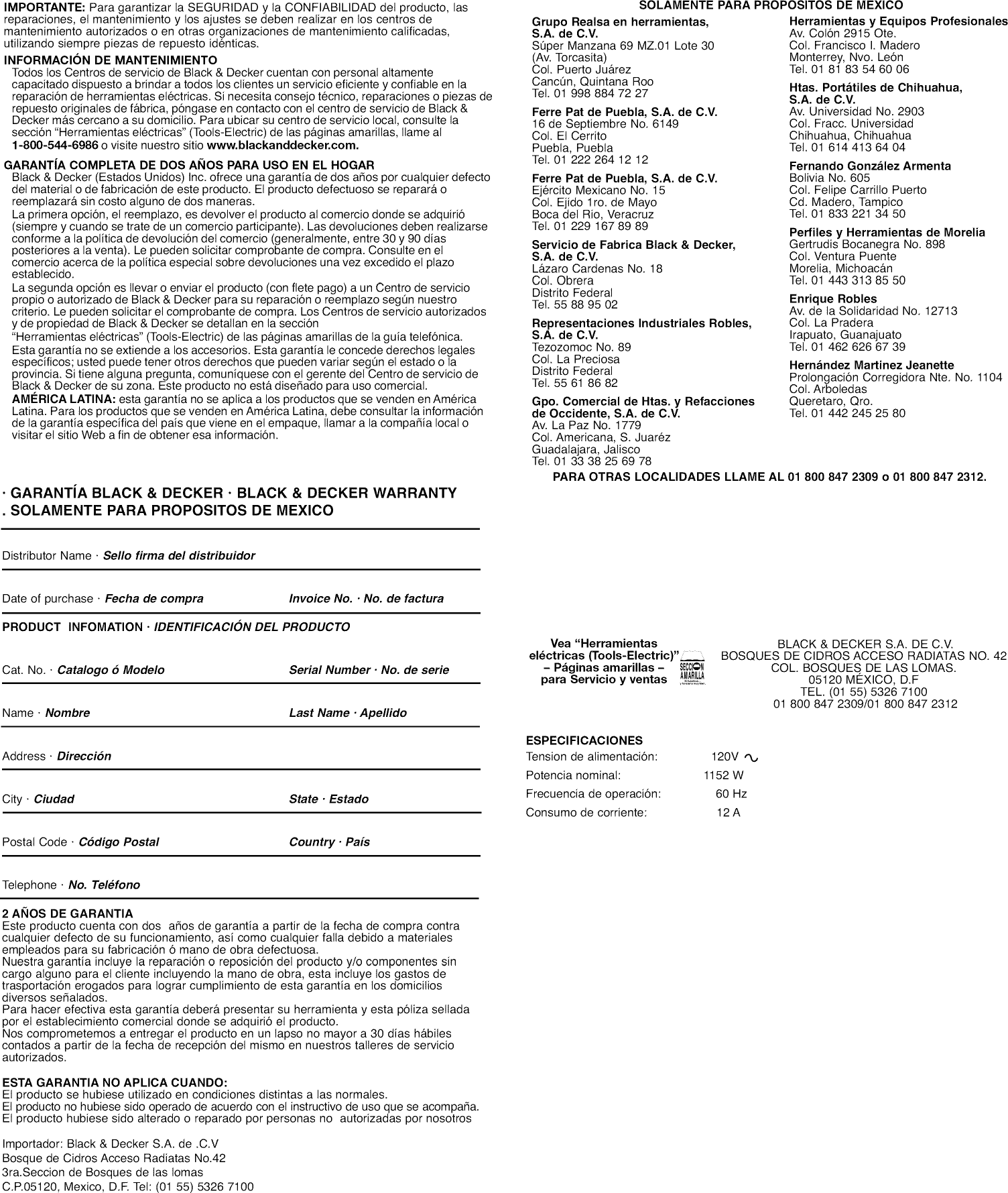 Black & Decker BV2500 TYPE 8 User Manual BLOWER Manuals And Guides 1312222L