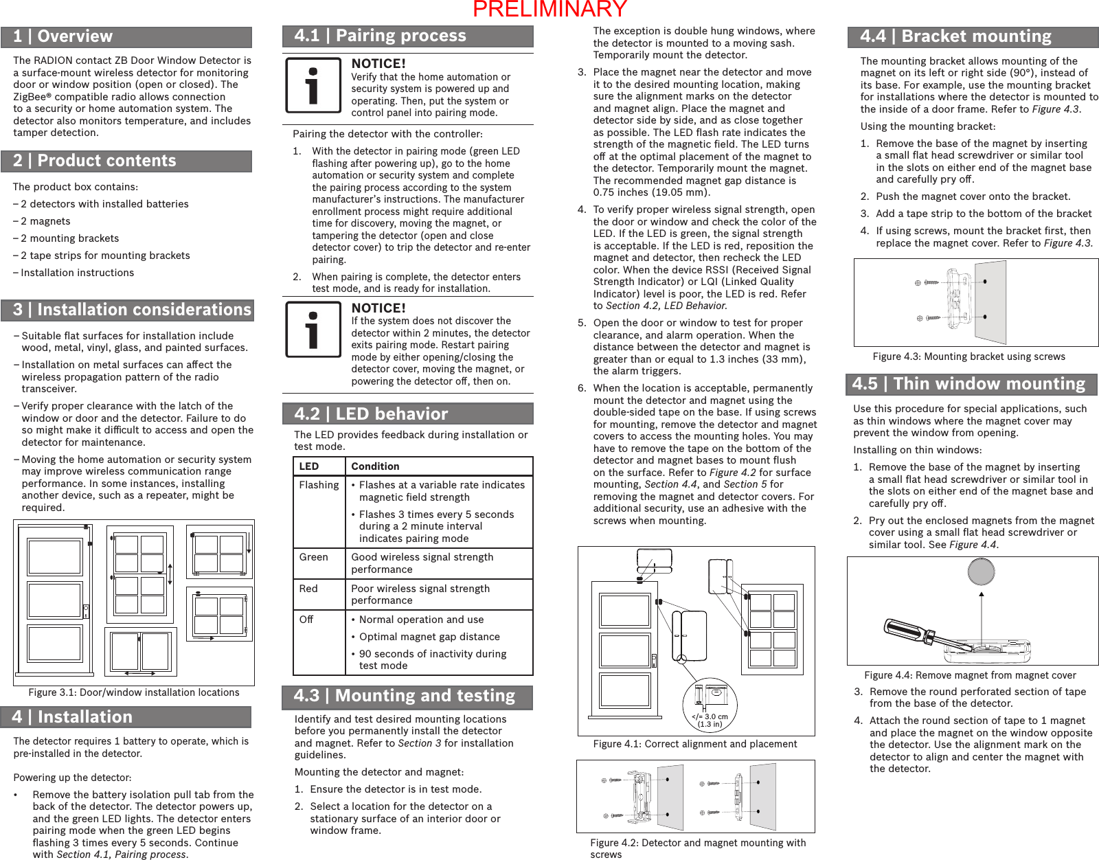 Bosch Security Systems 012 RADION Door Window Sensor ZB User Manual