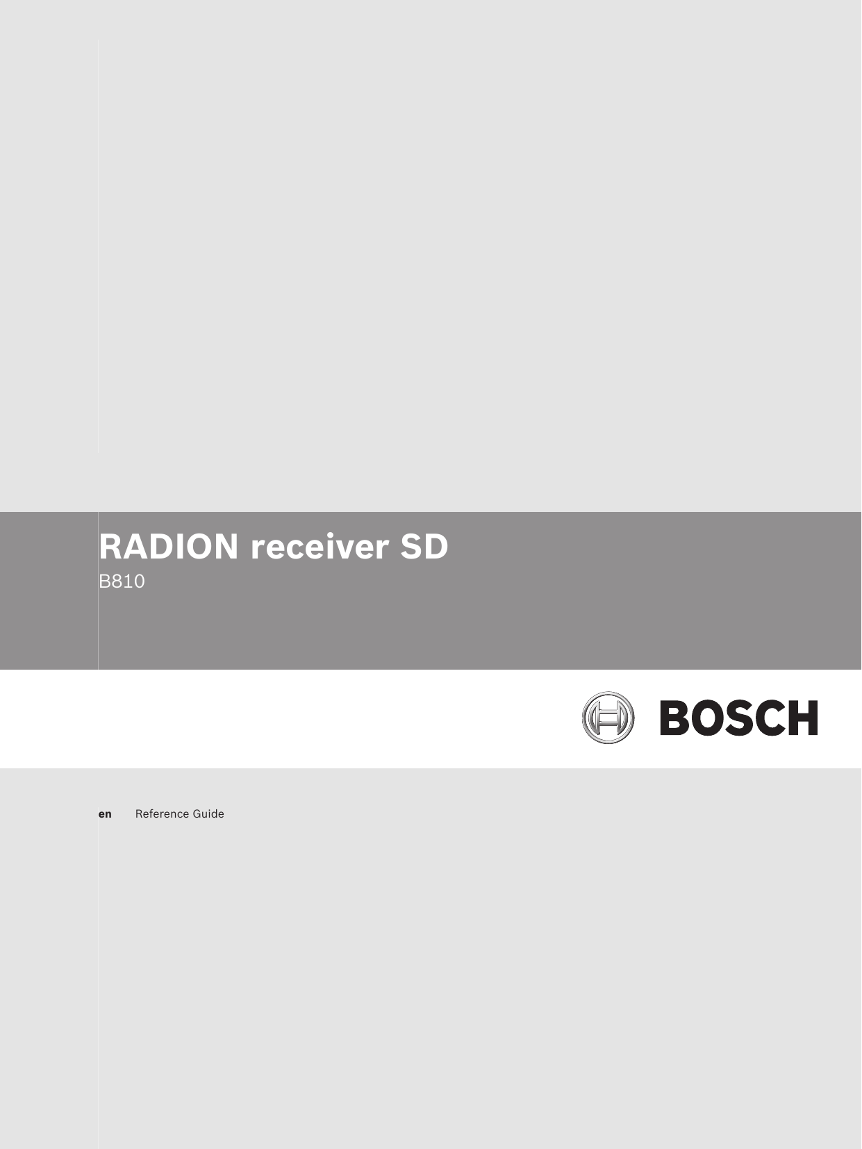 Bosch Security Systems RWSDFT Dual Motion Detector User Manual RADION