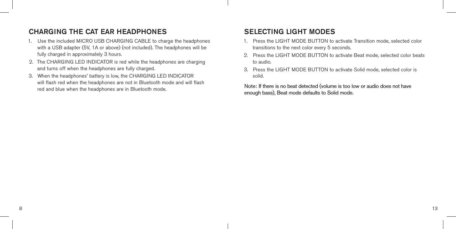 Brookstone Purchasing 317857 CAT EAR HEADPHONE V1.2 User Manual