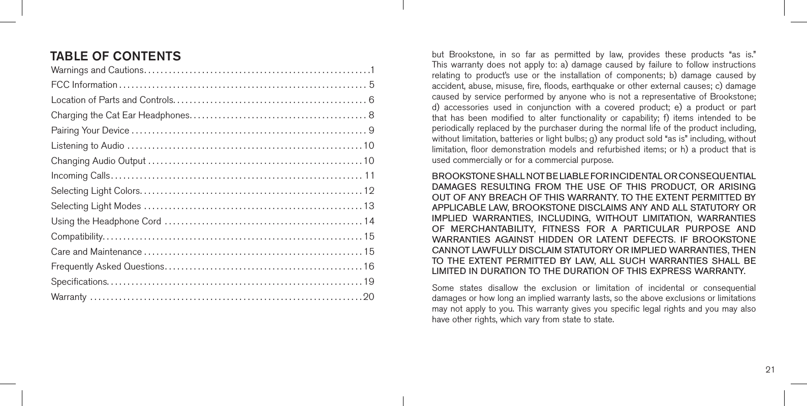 Brookstone Purchasing 317857 CAT EAR HEADPHONE V1.2 User Manual