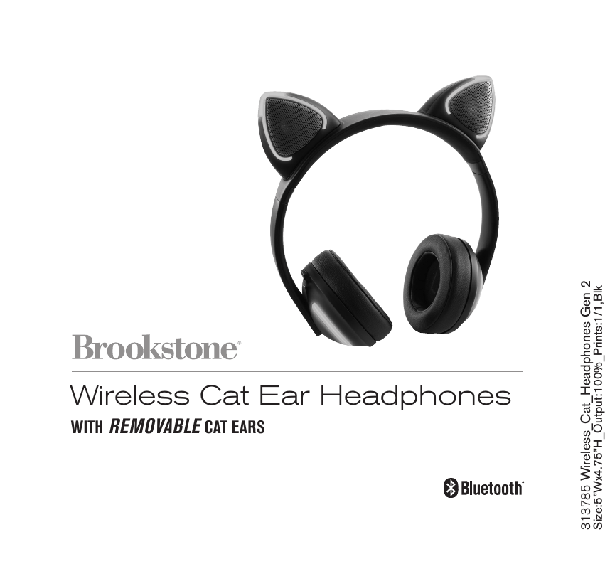 Brookstone Purchasing AR100A4BKA Cat Headphones User Manual