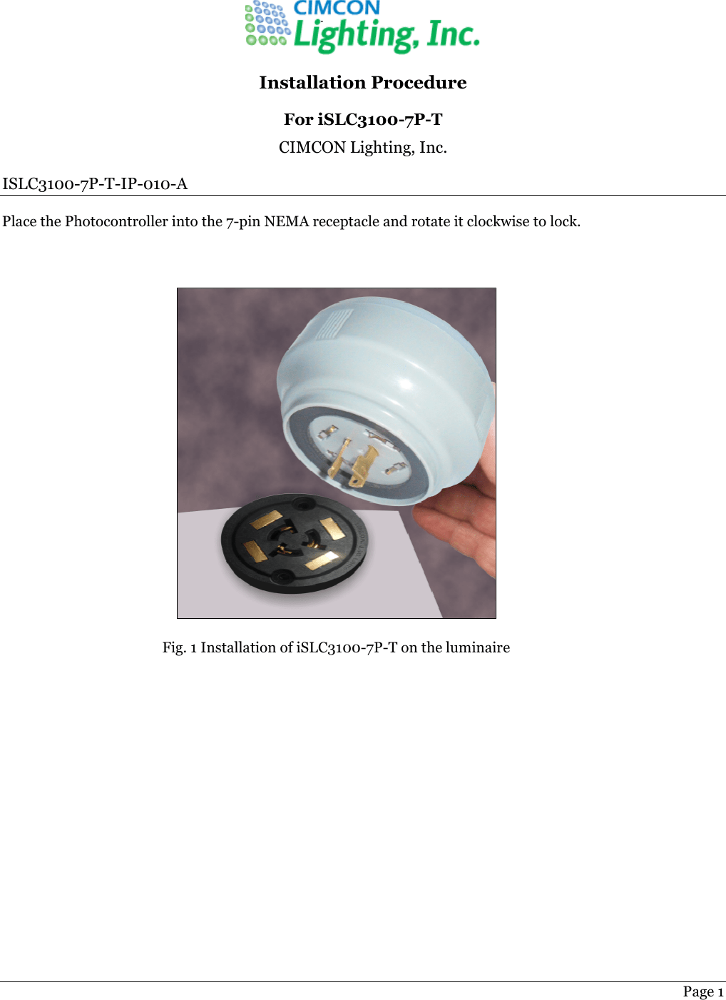 CIMCON Lighting CL3100T Photocontroller User Manual Manual