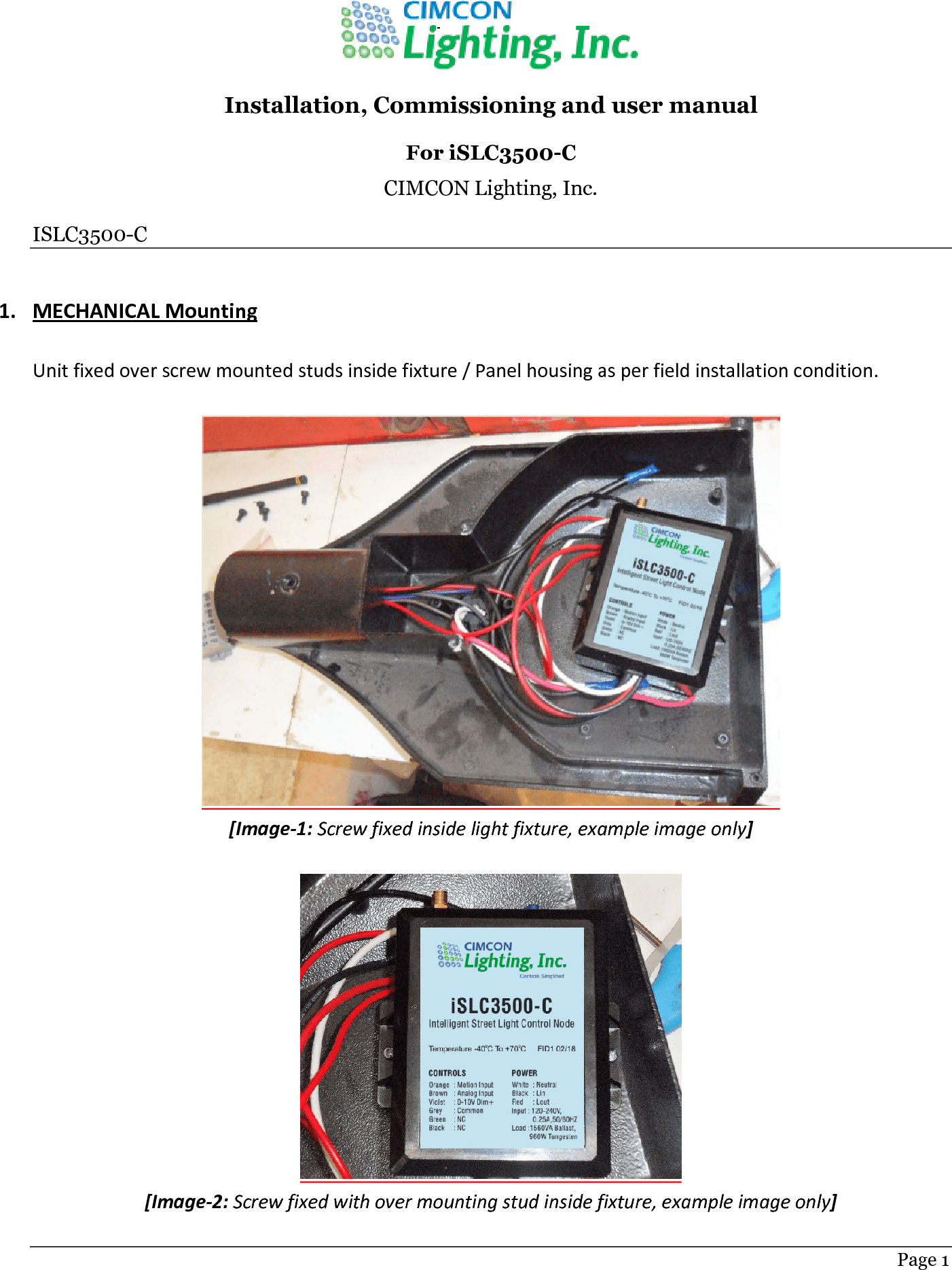 CIMCON Lighting CL3500C Photocontroller User Manual