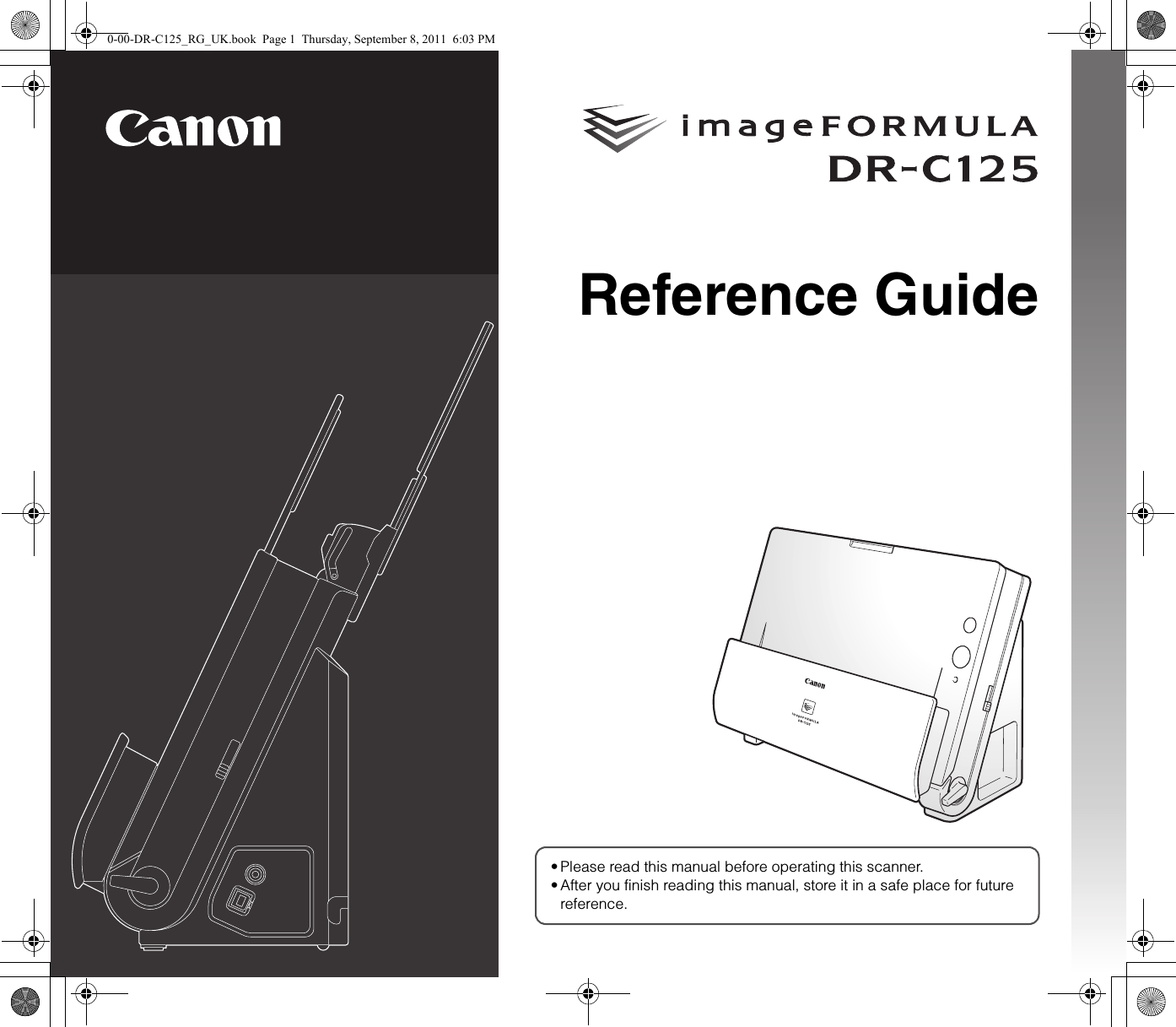 Canon Imageformula Dr C125 Scanner Quick Reference Guide