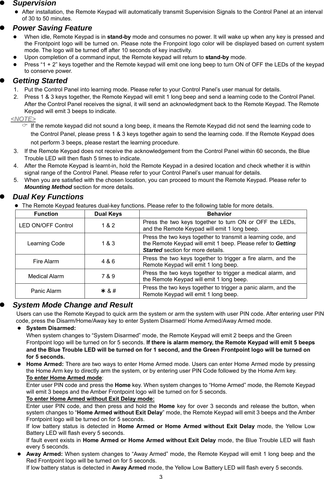 Climax Technology Co FPKP1 Frontpoint Keypad User Manual FP KP 20180716