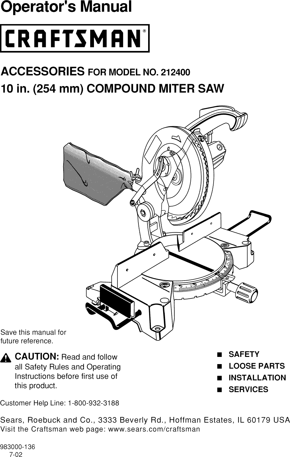Craftsman 315212400 User Manual MITER SAW Manuals And Guides L0809037