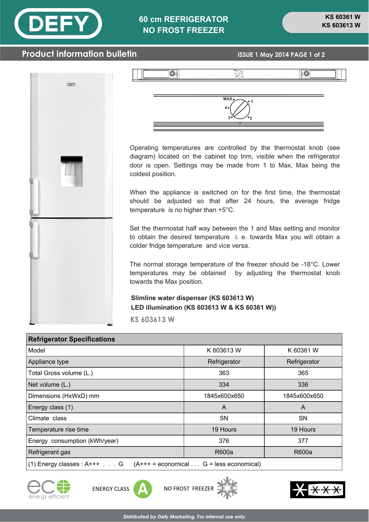Defy DAC321 193L METALLIC FRIDGE FREEZER Product Manual, 51 OFF